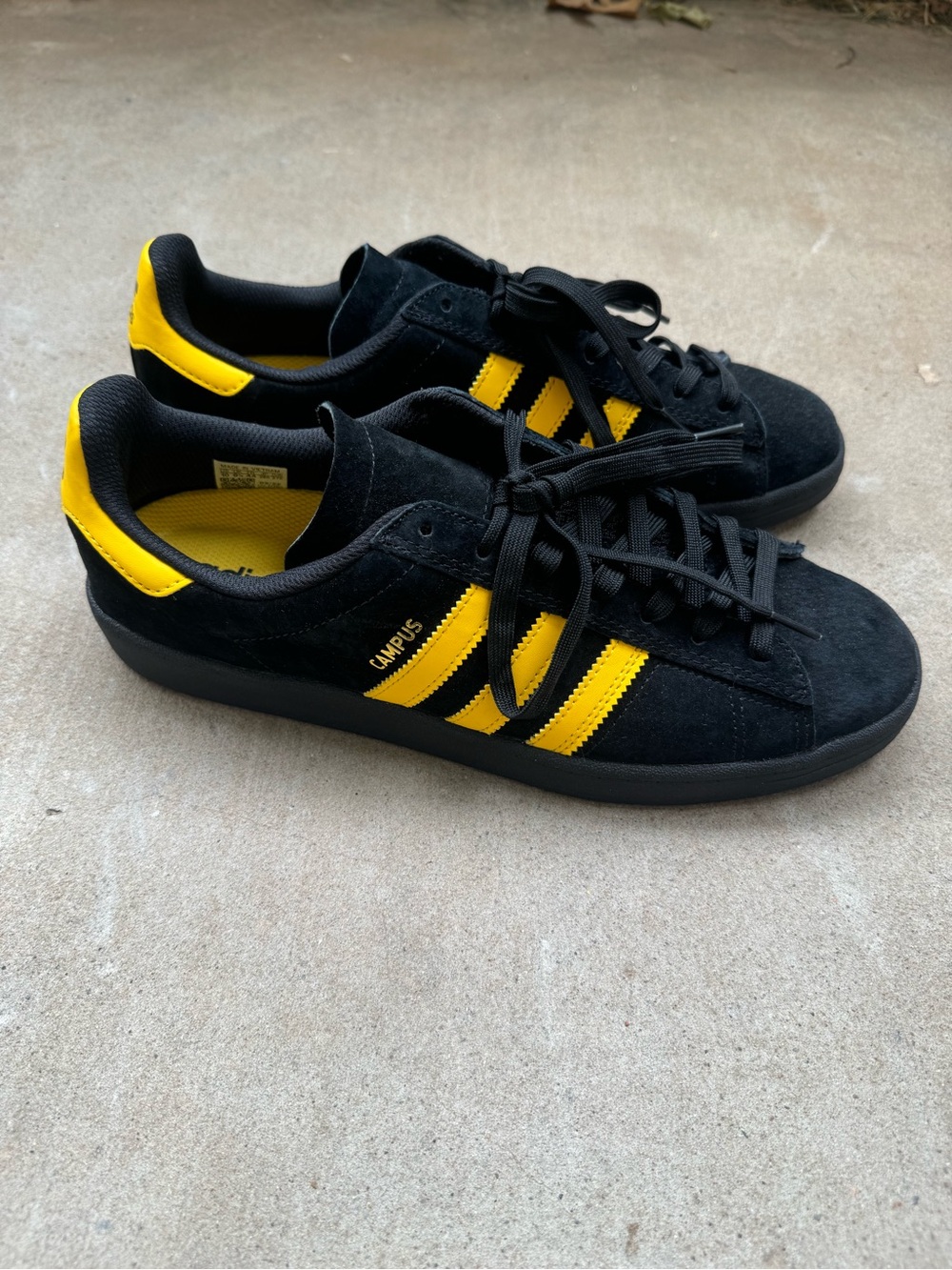 Adidas Campus Adv Black Yellow Suede Sneakers Size 10